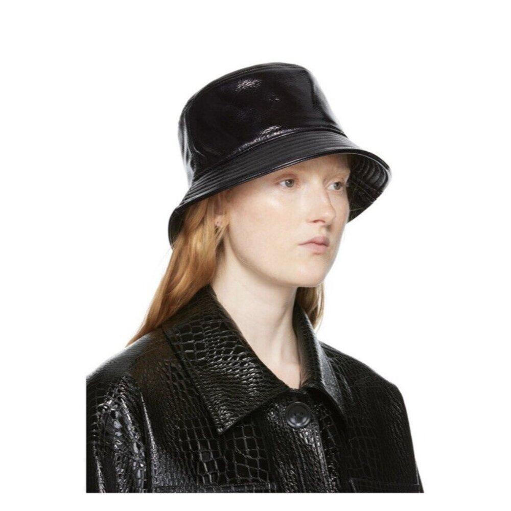 STAND STUDIO Vida Faux Leather Bucket Hat White
